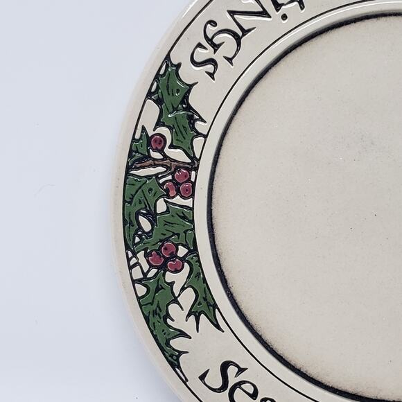 Seasons Greetings Holly Candle Plate By Michael Macone Spooner Creek Designs - Picture 2 of 7